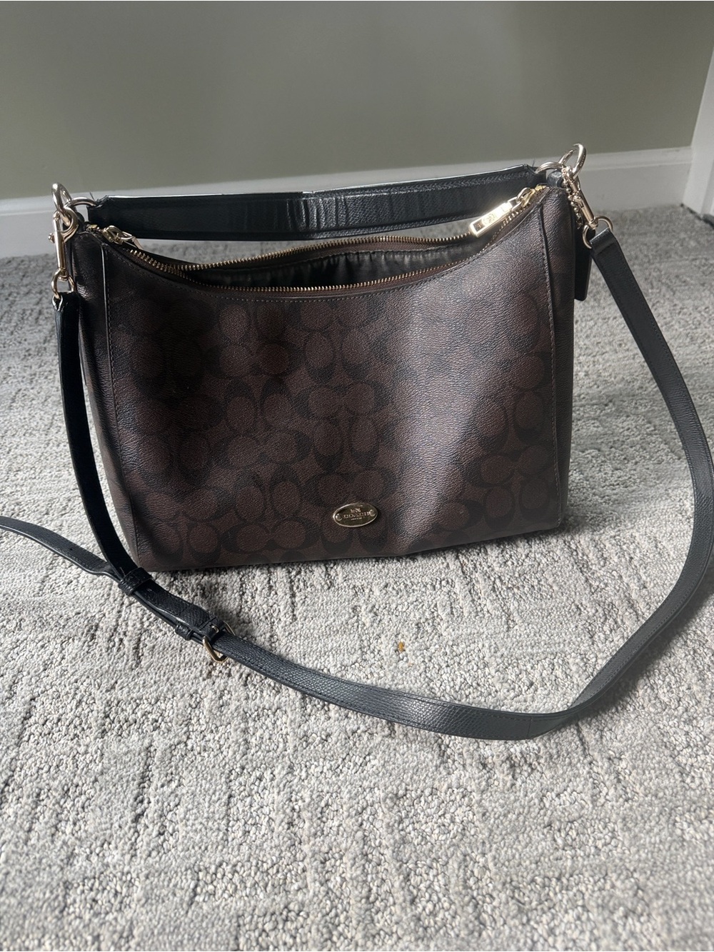 Coach Signature Canvas Shoulder Bag in Brown